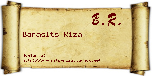 Barasits Riza névjegykártya
